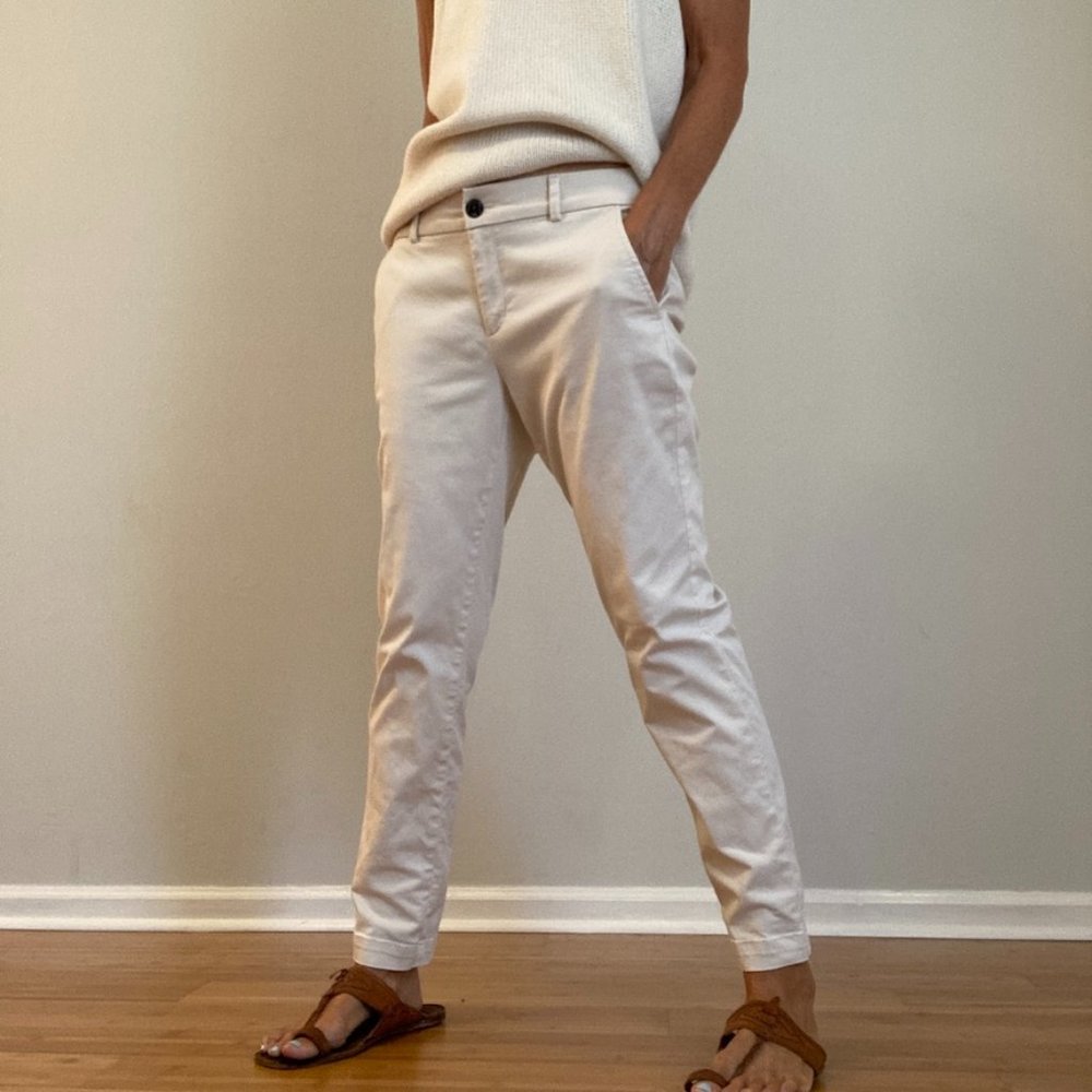 Loft Chino Ankle Pants Size 10 Cream/light Khaki